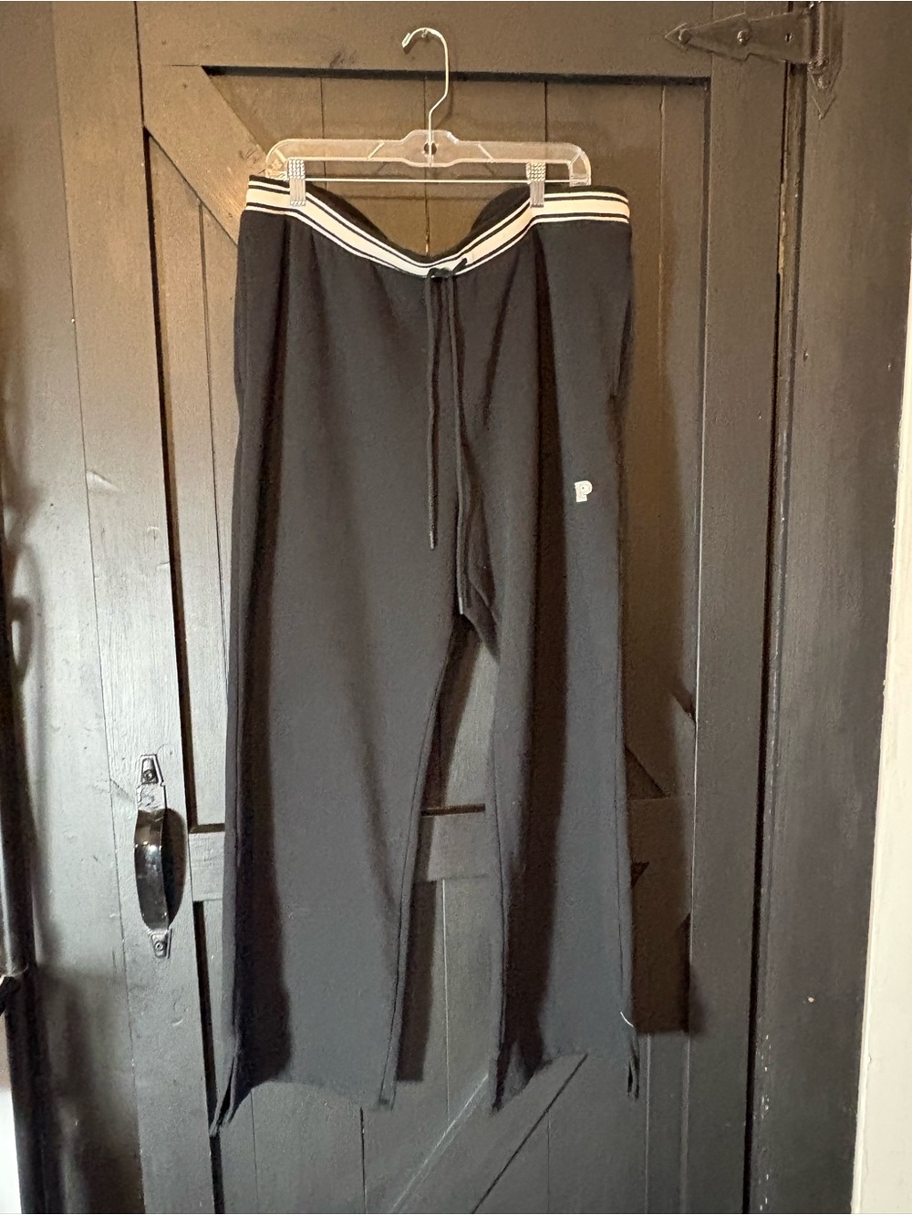 PINK Victoria's Secret Black Joggers with Striped Waistband
